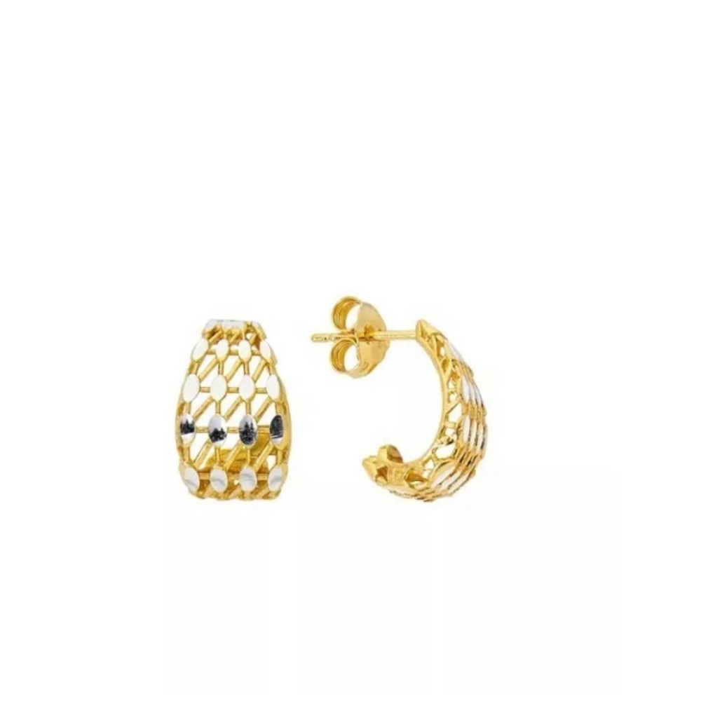 Primavera Italian Hammer Earrings in 24K Gold and Sterling Silver
